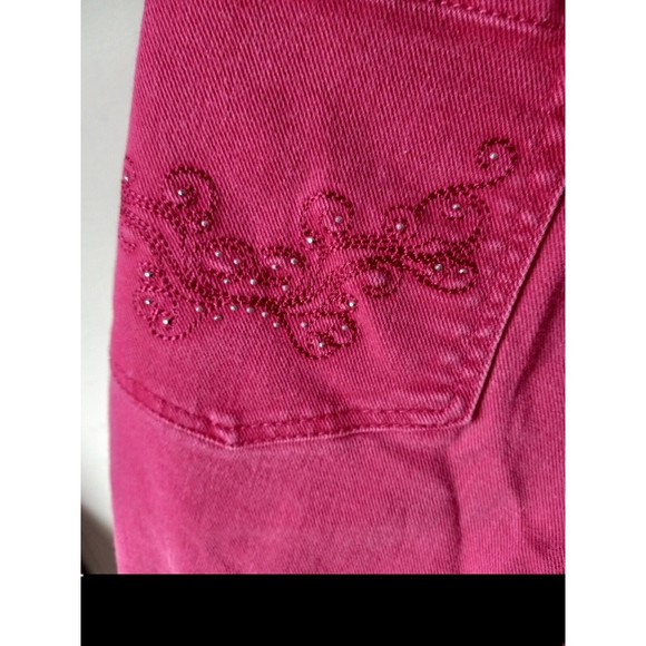 Riders By Lee Crop Capri Jeans Women's Dark Pink Embellished Pockets Sz Petite 4 - Picture 10 of 16